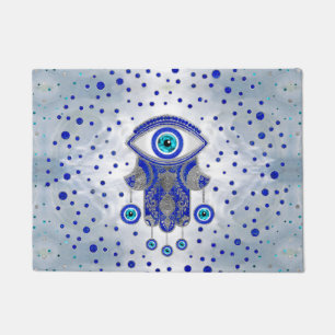 Hamsa Hand -Hand of Fatima Lapis Lazuli and Silver Doormat