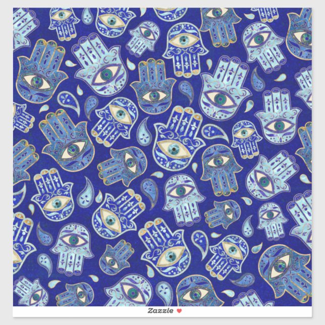 Hamsa Hand - Hand of Fatima pattern Blue Minerals (Sheet)