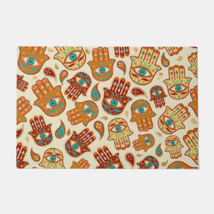 Hamsa Hand - Hand of Fatima Teal Terracotta Doormat
