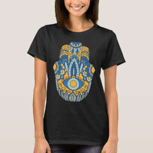 Hamsa Hand Hinduism Hamsa Eye Fatima Arabic Protec T-Shirt