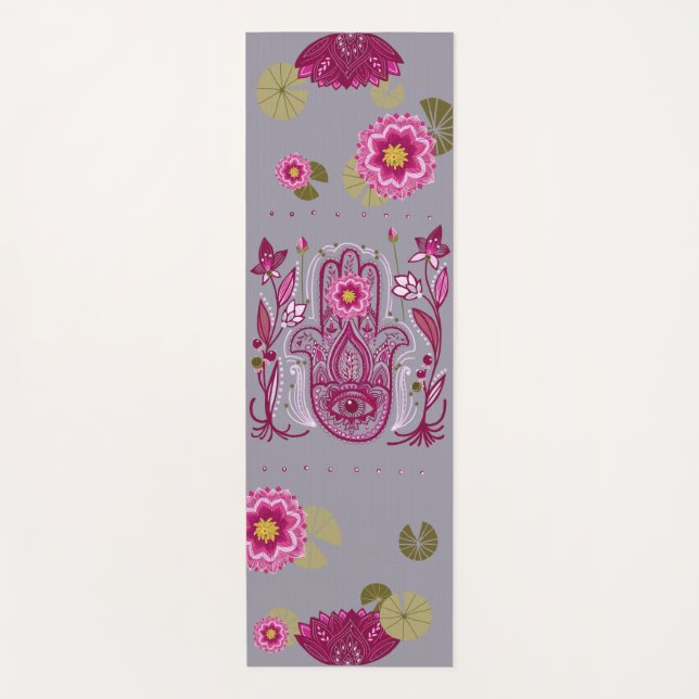 Hamsa Hand Lotus Yoga Mat (Front)