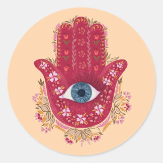 Hamsa Hand_Magenta_Cream Sticker