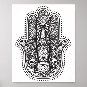 Hamsa Hand Of Fatima Oriental Islamic Symbol Yoga Poster