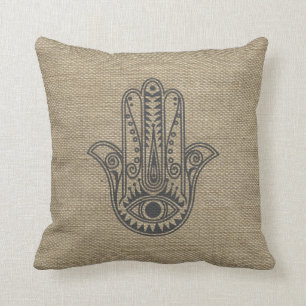 HAMSA Hand of Fatima symbol amulet Cushion