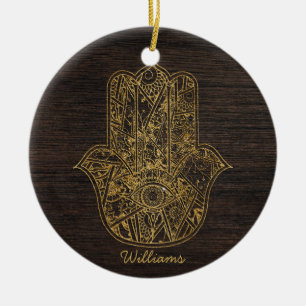 HAMSA Hand of Fatima symbol amulet design Ceramic Tree Decoration