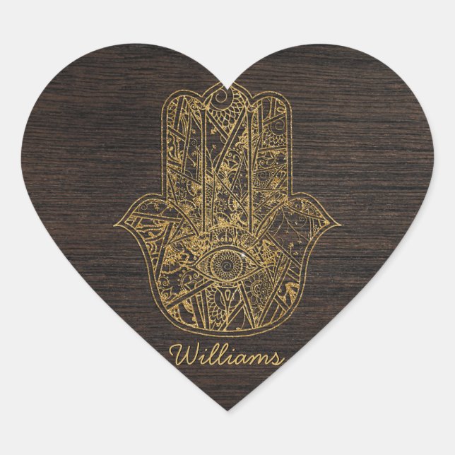 HAMSA Hand of Fatima symbol amulet design Heart Sticker (Front)