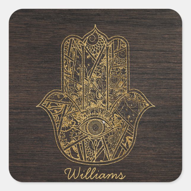 HAMSA Hand of Fatima symbol amulet design Square Sticker (Front)