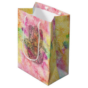 HAMSA Hand of Fatima symbol amulet Henna floral Medium Gift Bag