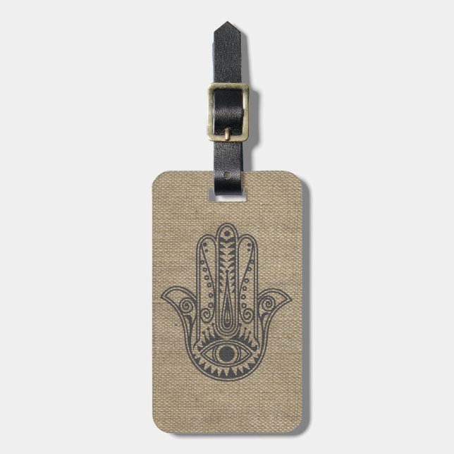 HAMSA Hand of Fatima symbol amulet Luggage Tag (Front Vertical)