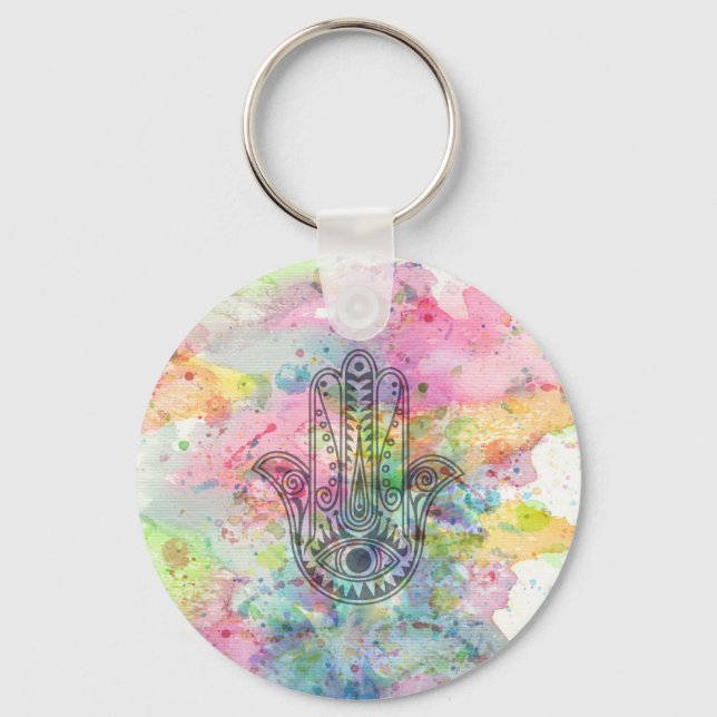 HAMSA Hand of Fatima symbol Key Ring (Front)