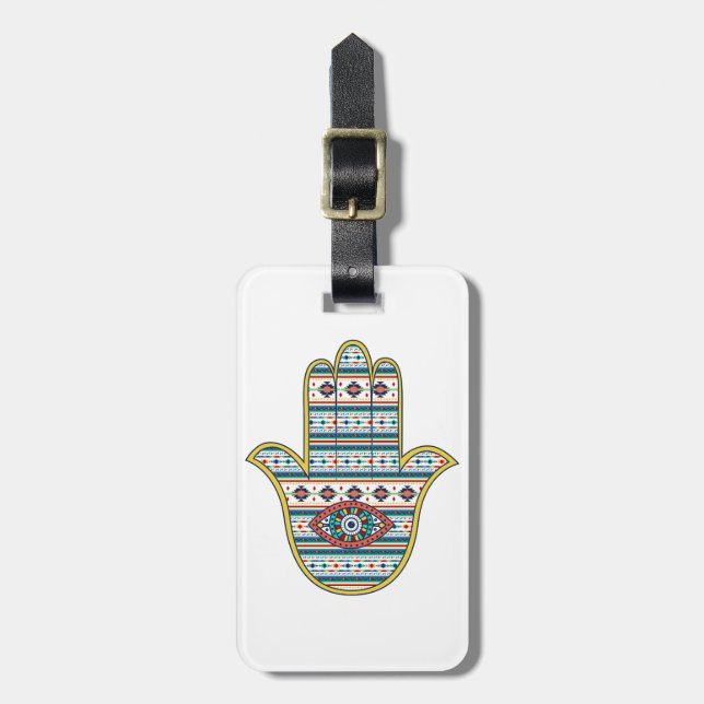 HAMSA Hand of Fatima Symbol Luggage Tag (Front Vertical)