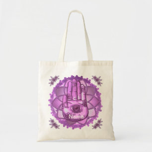 Hamsa Hand Pink Lotus tote bag