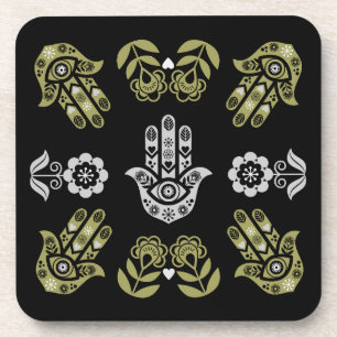 Hamsa Hand Protection Art Coaster