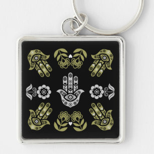 Hamsa Hand Protection Art Key Ring