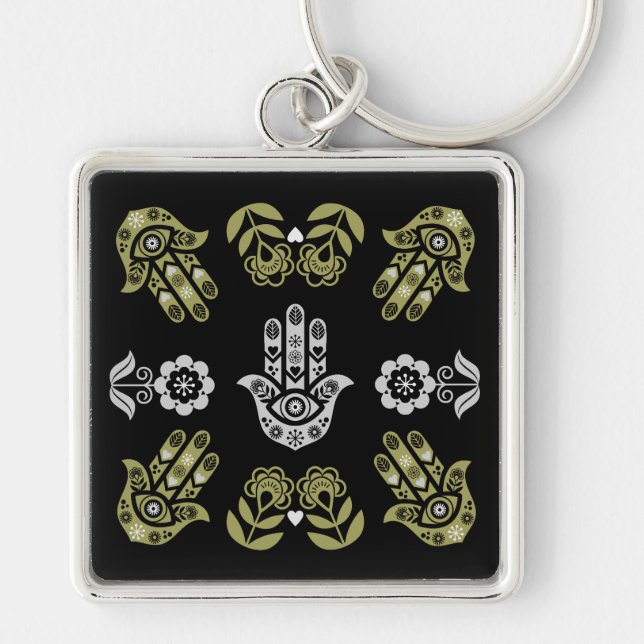 Hamsa Hand Protection Art Key Ring (Front)