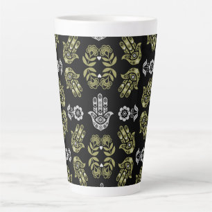 Hamsa Hand Protection Art Latte Mug