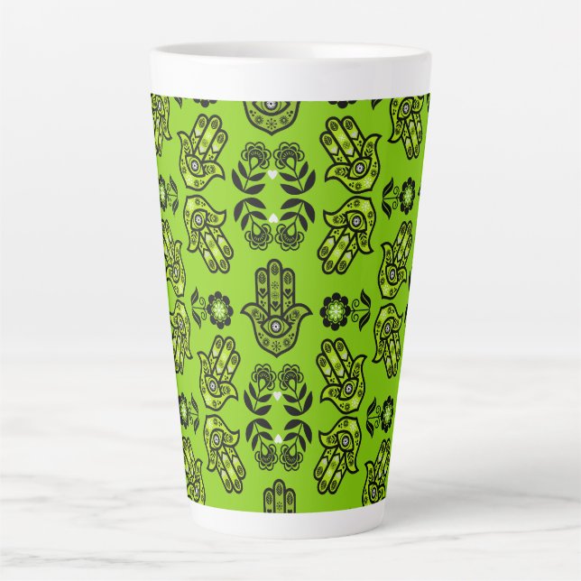 Hamsa Hand Protection Art Latte Mug (Front)