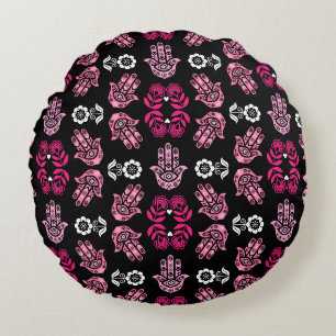 Hamsa Hand Protection Art Round Cushion