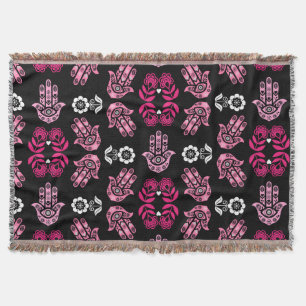 Hamsa Hand Protection Art Throw Blanket