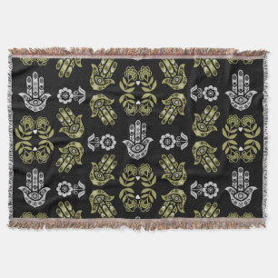 Hamsa Hand Protection Art Throw Blanket