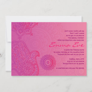 HAMSA HAND Purple Pink Baby Naming Invitation