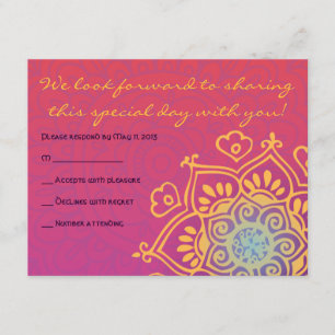 HAMSA HAND Red Orange Bat Mitzvah Reply Card