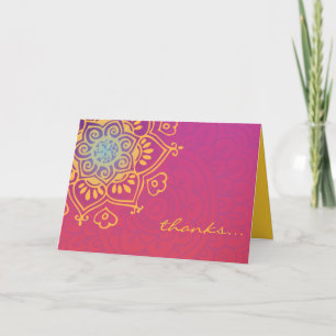 HAMSA HAND Red Orange Bat Mitzvah Thank You Card