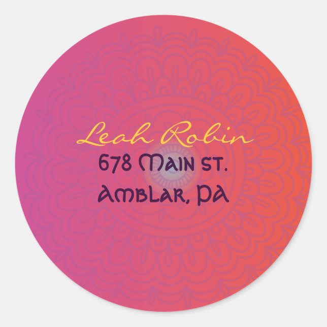 HAMSA HAND Red Orange Return Address Sticker (Front)