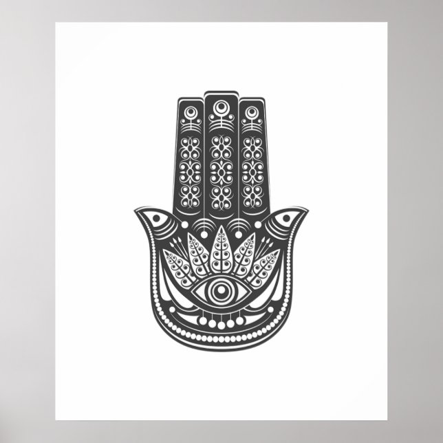 Hamsa hand spiritual geometric evil eye meditation poster (Front)