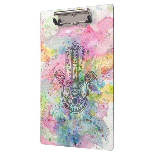 HAMSA Hand Symbol Colourful Watercolor Clipboard (Left)