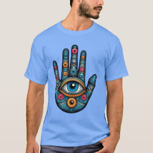 Hamsa Hand with and eye art illustration T-Shirt