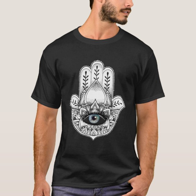 Hamsa Hand Yogi Hand Hams Amulet Good Luck Charm O T-Shirt (Front)