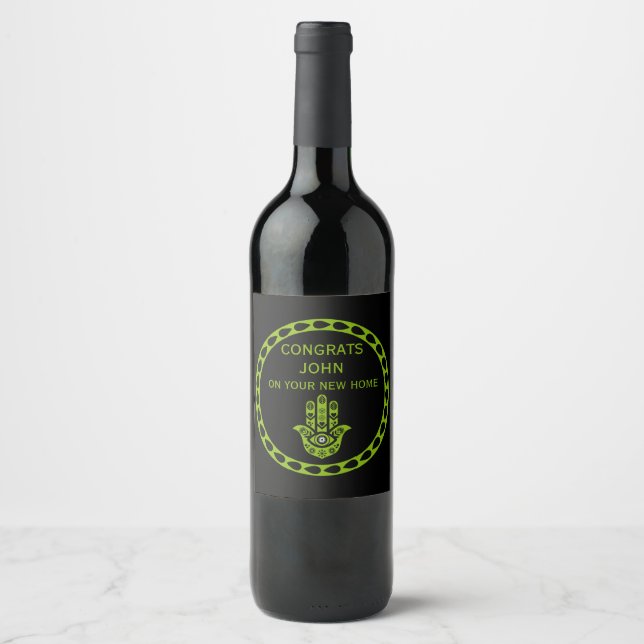 Hamsa Home Blessing New Home Wine Label (Front)