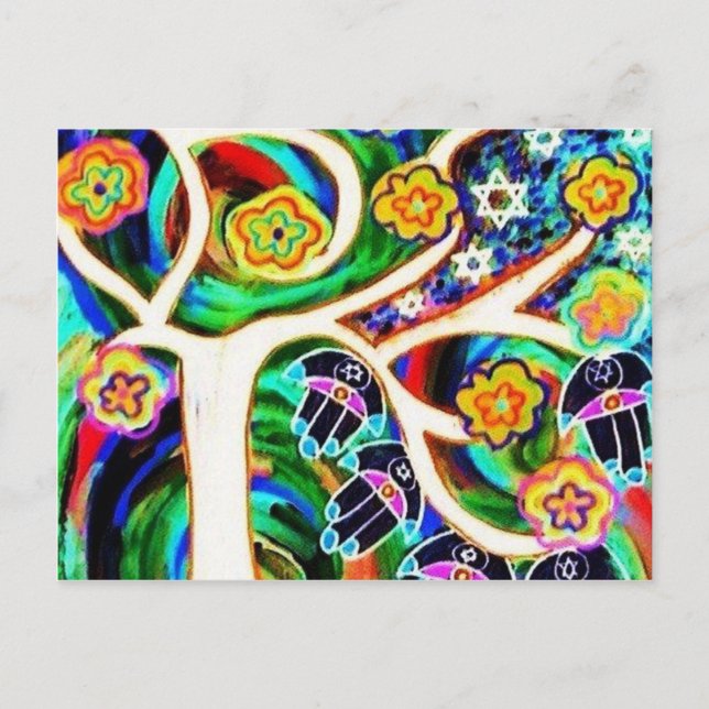 Hamsa Ivory Tree Of Life - Save The Date Announcement Postcard (Front)