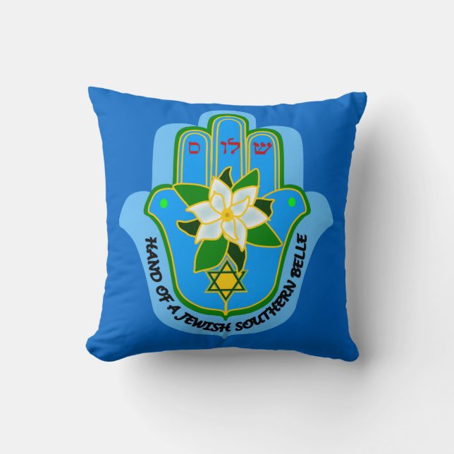 Hamsa Jewish Southern Belle pillow & Shalom y'all (Front)