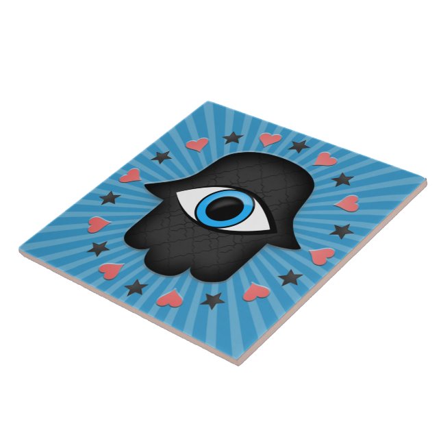 hamsa khamsa Eye in hand of the goddess Tile (Side)