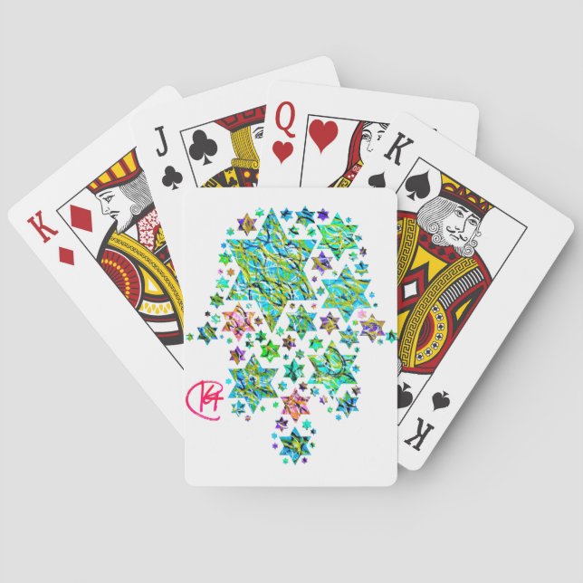 Hamsa of Jewish Stars Art Playing Cards (Back)