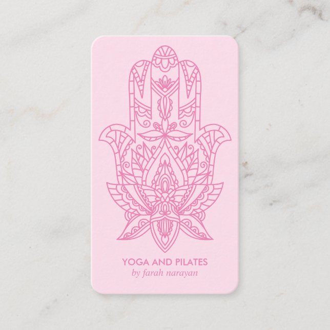 Hamsa | Pink Wellness spa massage yoga holistic Business Card (Front)