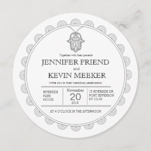 Hamsa round wedding invitation