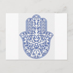 hamsa*tunis*morocco*henna*blue postcard