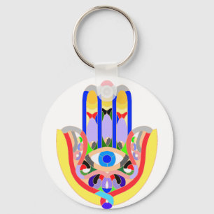 Hamsa - very colorful key ring