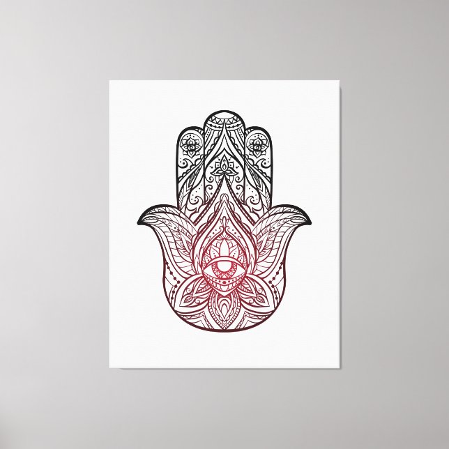 Hamsa with boho pattern  canvas print (Front)