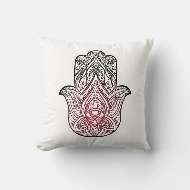Hamsa with boho pattern   cushion (Front)