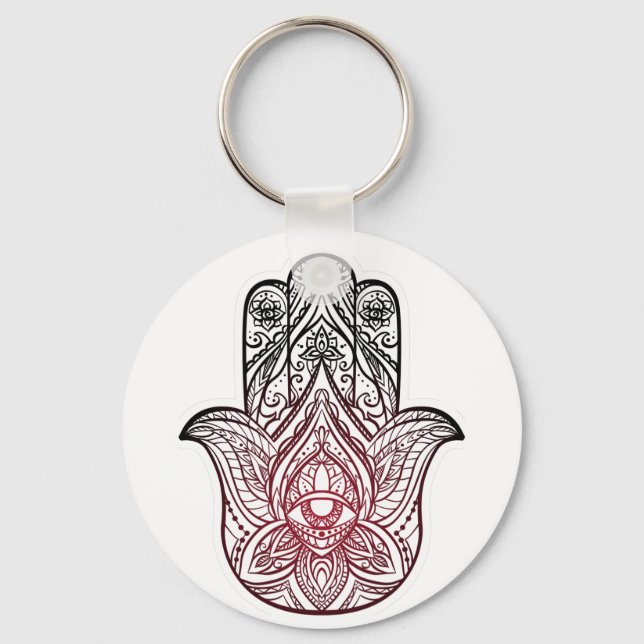 Hamsa with boho pattern   key ring (Front)