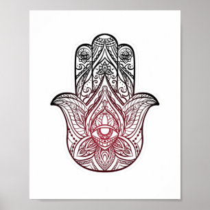 Hamsa with boho pattern  poster