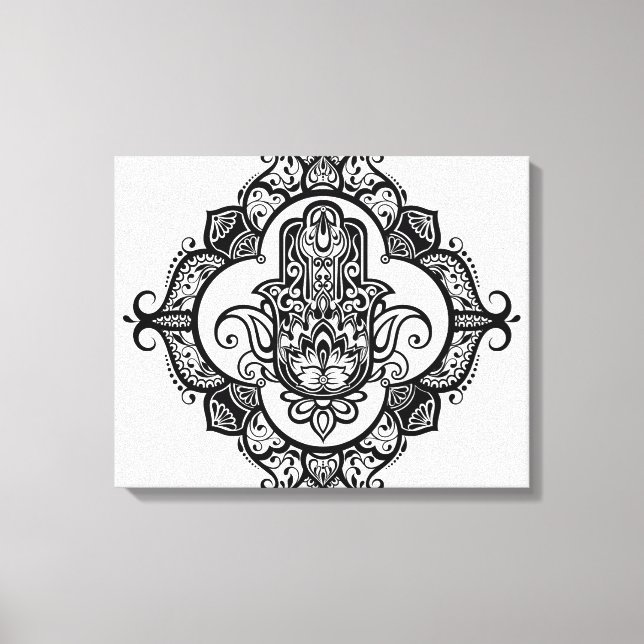 Hamsa With Ethnic Ornaments Doodle 6 Canvas Print (Front)