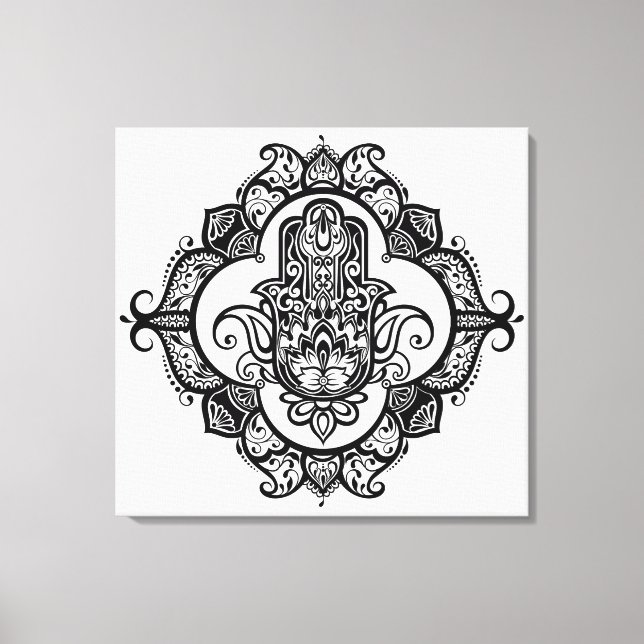 Hamsa With Ethnic Ornaments Doodle 6 Canvas Print (Front)