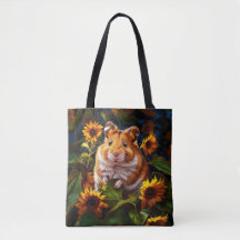 Hamster Among Sunflowers