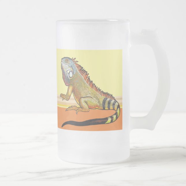 hamster and green iguana frosted glass beer mug (Right)