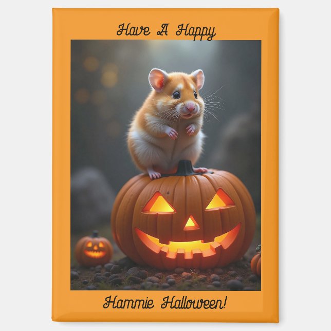 Hamster And Pumpkins Halloween Magnet (Front)